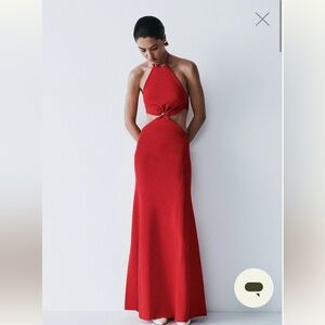 Elegant Red Maxi Knit Dress - MESHKI